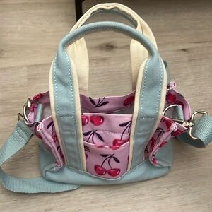 Cute mini tote bag with cherries on the print